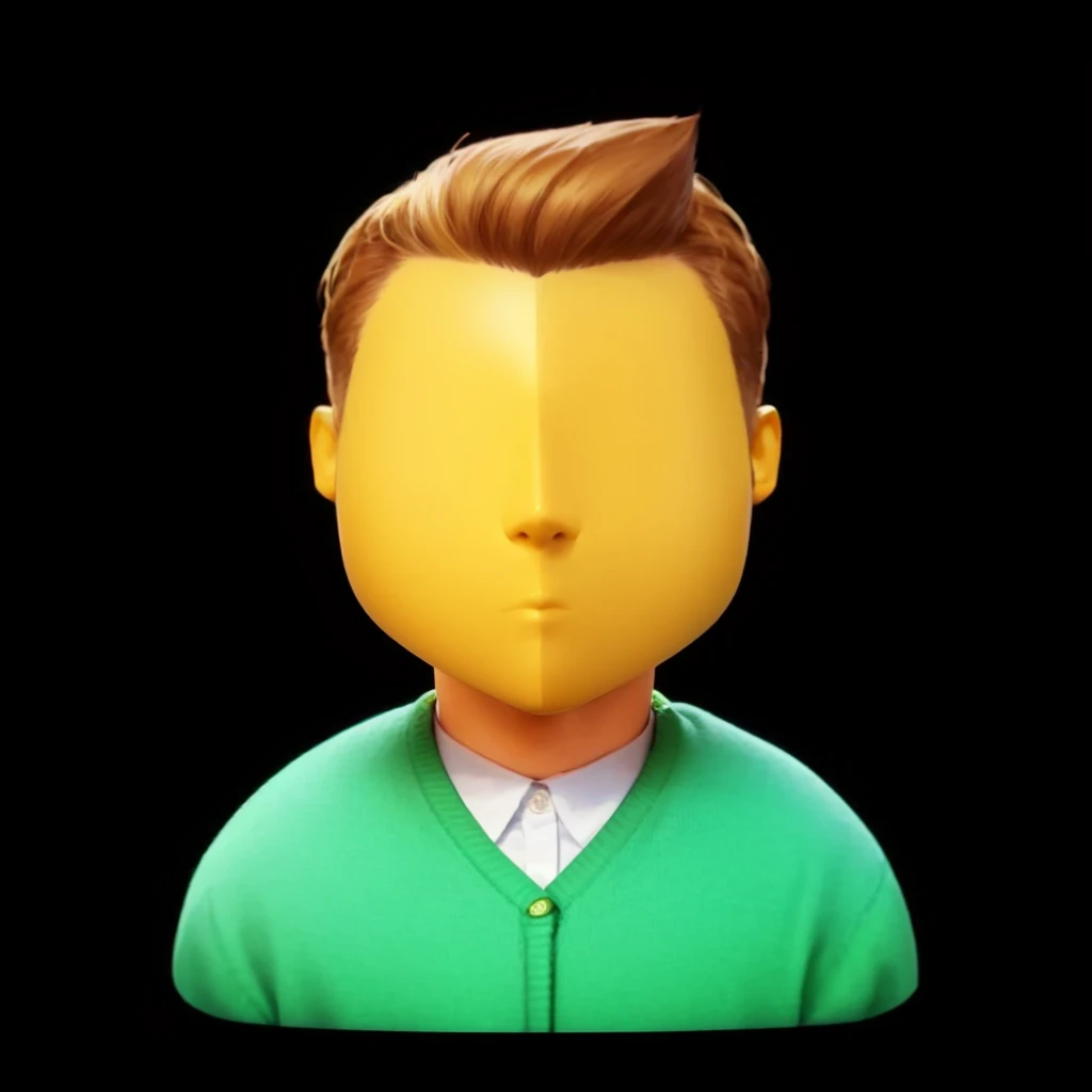 Close-up of a person wearing a green sweater and green cardigan,  Clear, blur-free facial details, avatar with a blond hair, Your profile picture, Texture