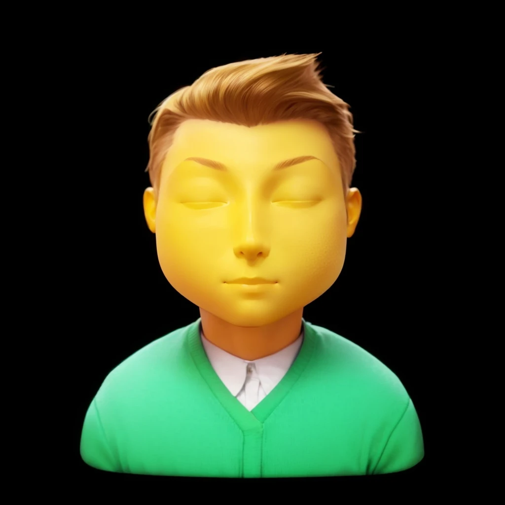 Close-up of a person wearing a green sweater and green cardigan, Clear, blur-free facial details, avatar with a blond hair, Your profile picture, Texture