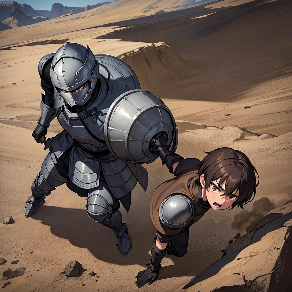 Best illustrations、Best Quality、(have a round shield)、(((Simple grey armor、Black trousers、Black gloves、Short Hair、Brown Hair、20 year old man、Iron Helmet、Iron helmet)))、(((Fighting Pose)))、(Old ruins、desert。Grass)、(Black, muddy swamp)、(Medieval Knight)、(Close your eyes、get annoyed、Open your mouth、Get angry、Sweat)、battlefield、(From above)