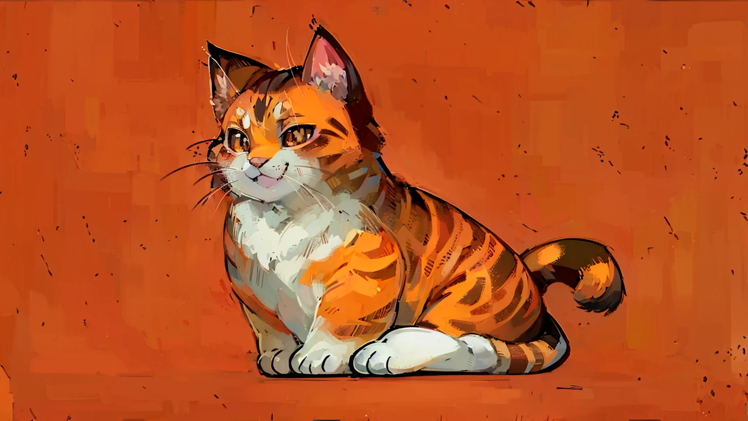 A Q version kitten,Lovely,An orange cat,Pure white background,Hand drawn illustrations,Flat Wind插画,Contextureless,Super cute,Black pupil,Smile,Flat Wind,Flat Wind