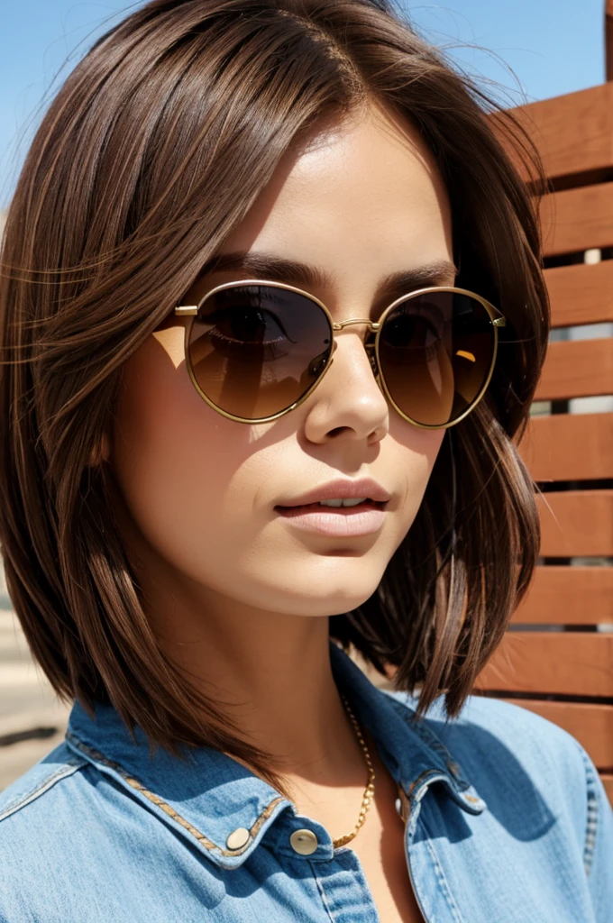 cartoon brown hair wearing sunglasses brown clothes