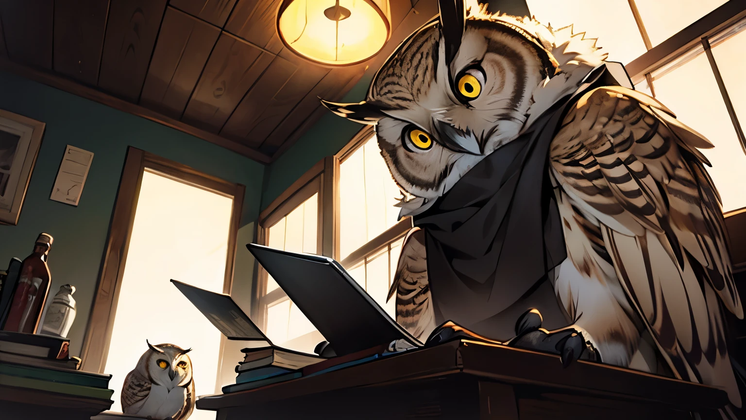 a owl studying