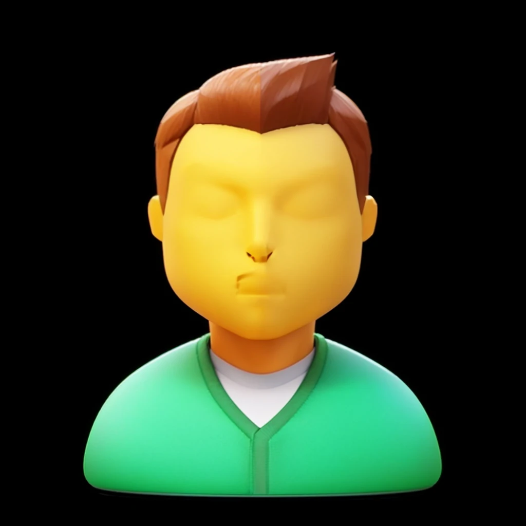 metallic feel,Close-up of a person wearing a green sweater and green cardigan, No gradient, 3d render of jerma 9 8 5, Liam, Clear, blur-free facial details, avatar with a blond hair, Your profile picture, very detailed character, 2 d cg, 2D Rendering, arnold 3d render, arnold 3d render