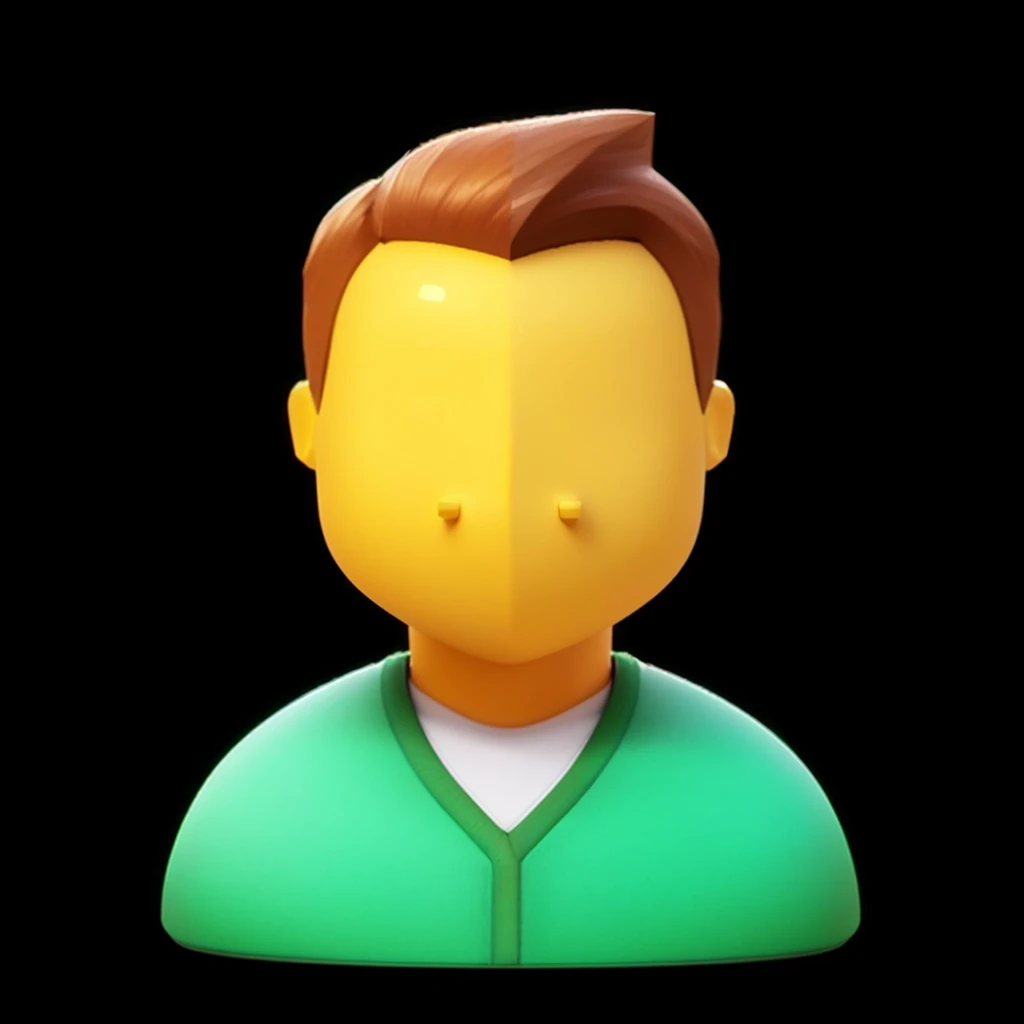 metallic feel，Close-up of a person wearing a green sweater and green cardigan, No gradient, 3d render of jerma 9 8 5, Liam, Clear, blur-free facial details, avatar with a blond hair, Your profile picture, very detailed character, 2 d cg, 2D Rendering, arnold 3d render, arnold 3d render