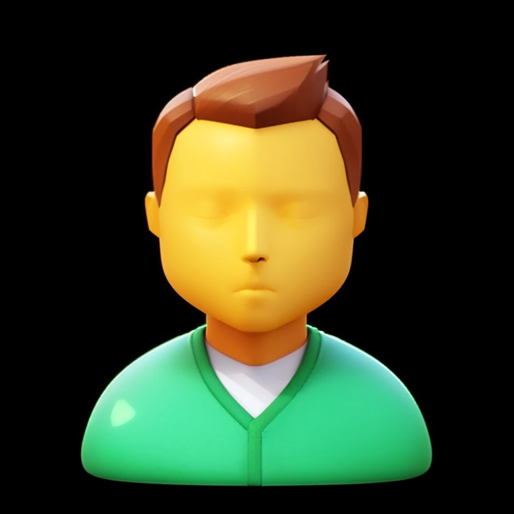 metallic feel,Close-up of a person wearing a green sweater and green cardigan, No gradient, 3d render of jerma 9 8 5, Liam, Clear, blur-free facial details, avatar with a blond hair, Your profile picture, very detailed character, 2 d cg, 2D Rendering, arnold 3d render, arnold 3d render