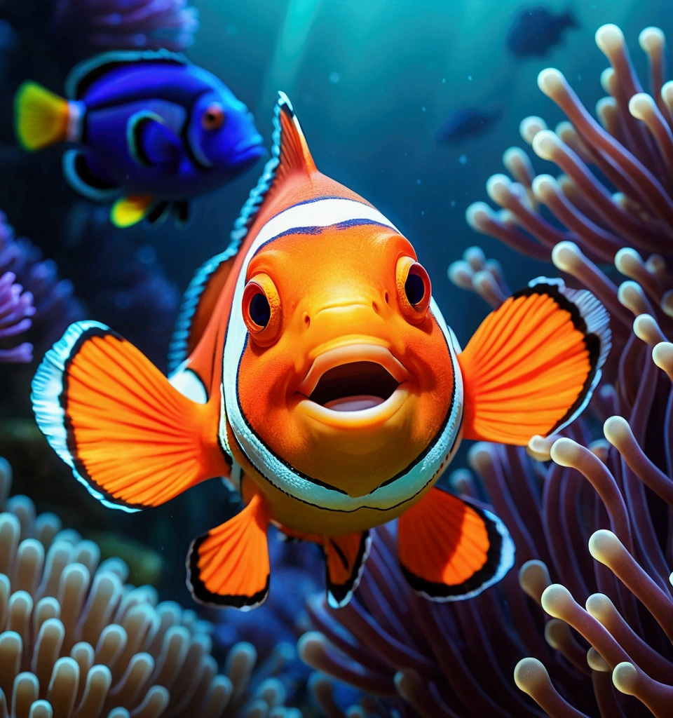 a clownfish, pixar cartoon style，masterpiece, best quality