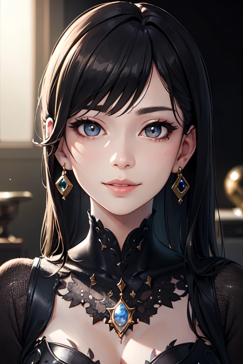 8k, Tabletop, RAW Photos, Highest quality, Realistic, Highly detailed CG Unity 8k wallpaper, Written boundary depth, Cinematic Light, Lens flare, Ray Tracing, (Very beautiful face, Beautiful Lips, Beautiful Eyes), Intricately detailed faces, ((Highly detailed skin)) 1 female, In the Dark, Deep Shadow, cute, ((Looking at the audience)), (A captivating smile), (Blurred Background), Earrings, bracelet, necklace, Clear Eyes, Bedroom, Front shot, (Pale skin), I&#39;looking forward to it, (Big eyes), ((Short corset)), (Camel Toe,  shape), (Hair Bun), (Big Breasts:1.3), ((smile)), ((Camel Toe)), 
