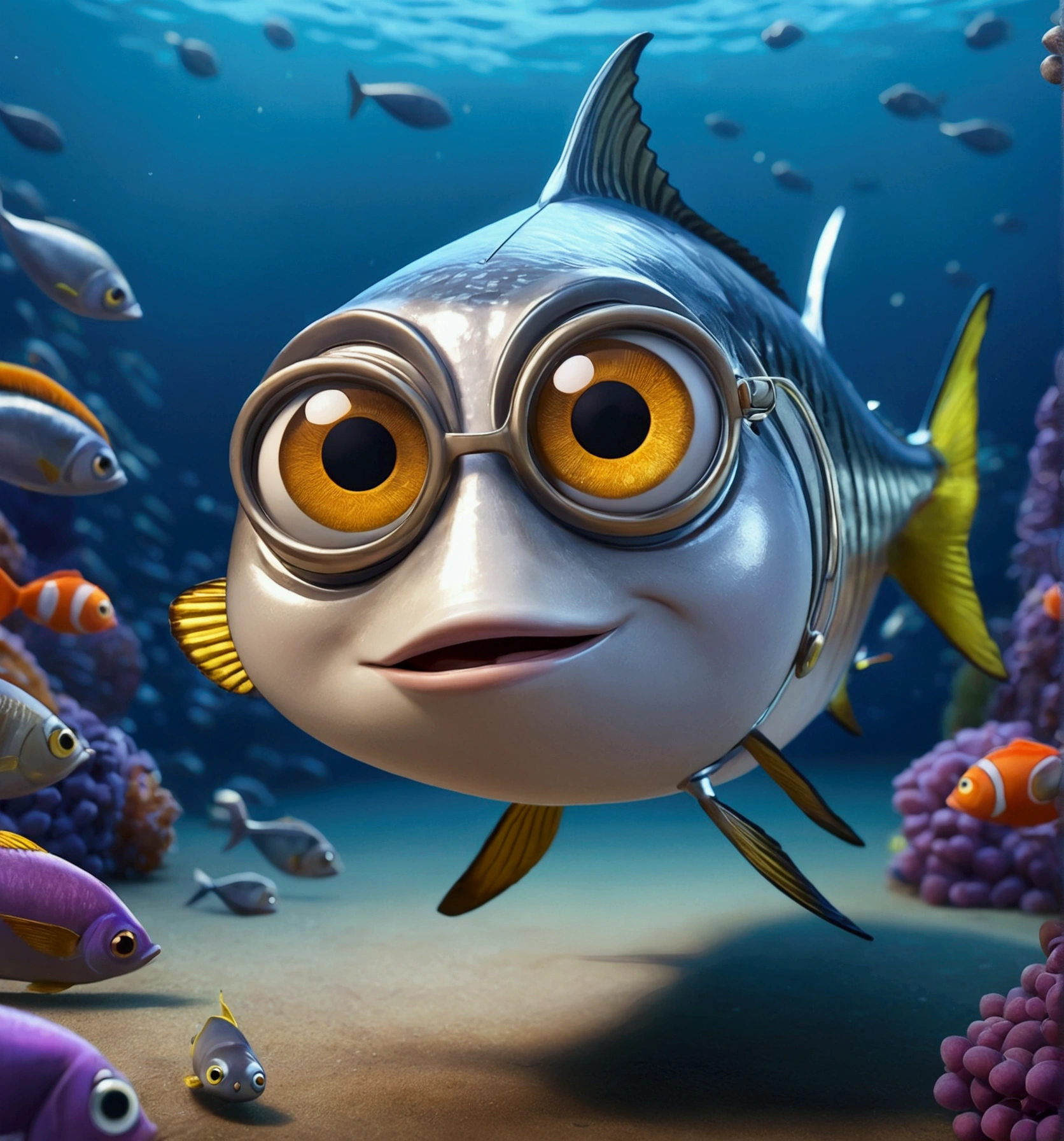 A sardine, pixar cartoon style，masterpiece, best quality