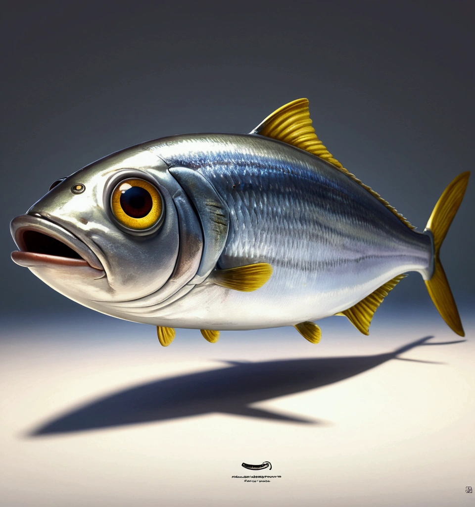 A sardine, pixar cartoon style,masterpiece, best quality