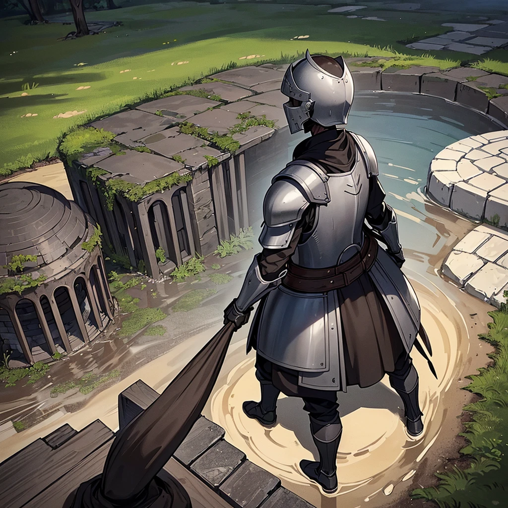 Best illustrations、Best Quality、(have a round shield)、(((Simple grey armor、Black trousers、Black gloves、Short Hair、Brown Hair、20 year old man、Iron Helmet、Iron helmet)))、(((Fighting Pose)))、(Old ruins、desert。Grass)、(Black, muddy swamp)、(Medieval Knight)、(Close your eyes、get annoyed、Open your mouth、Get angry、Sweat)、battlefield、(From above、From the back)、Sea of mud、Black Sea、Black Deep Sea