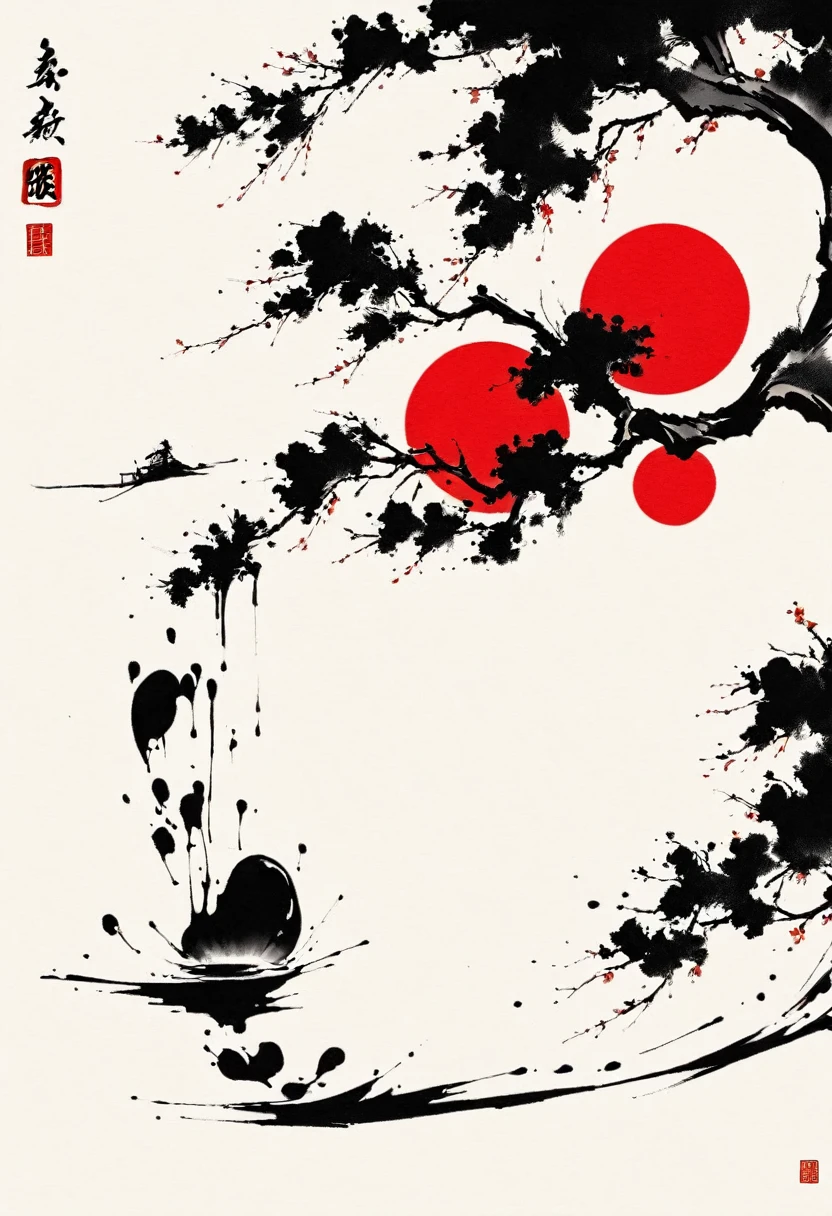 中国Ink Painting, Gray and White, at the lowest limit,White background,Footprinting, Minimalism, Huge negative space, Ink Painting, Abstract,(A western cowboy:1.5),