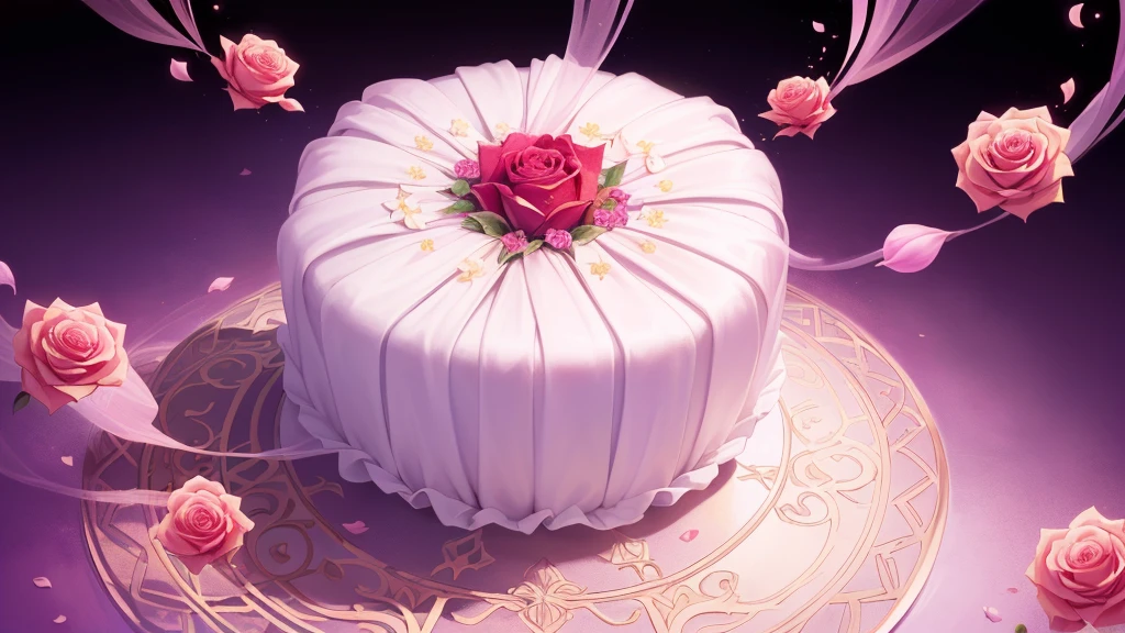 there is a pink Rose with a starburst in the background, melanchonic Rose soft light, Magic Flower, Rose background, Background artwork, Shiny delicate flowers, Beautiful anime, pink Rose, 🌺 society, Magic Background, Glowing Flower, Rose, 