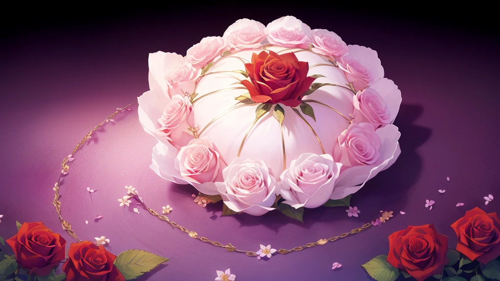 there is a pink Rose with a starburst in the background, melanchonic Rose soft light, Magic Flower, Rose background, Background artwork, Shiny delicate flowers, Beautiful anime, pink Rose, 🌺 society, Magic Background, Glowing Flower, Rose, 