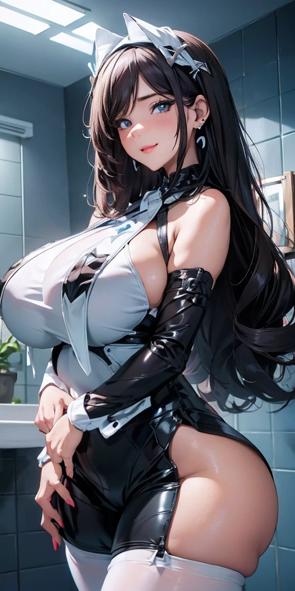 beautiful, breathtaking mature fox-woman, large, sagging breasts, light black hair with white streaks, earrings, (short shorts, superiority, naughty, thick thighs, with a sexy neckline: 1.1), (micro shorts: 1.1), ((masterpiece, best quality; 1.3)), ultra detailed, 8k unity wallpapers, CG, ray tracing, illustration, colorful, cinematic shadow, extremely detailed and beautiful background, vhd, VRay Shading, RT)), (slutty face: 1.2), mischievous smile, (large saggy breasts), wide hips, big ass, flirting with the viewer, facing the viewer, facial blush, standing in front, cute sexy pose, cowboy shot, on home porch, night, bright, bright light, ultra detailed, scenic, atmospheric, bimbo, big lips, detailed face and eyes, tilt headshot, intimacy, medium shot, thigh height, from below, gyaru, hair clip, ((wearring white sheer pantyhose)), long legs, long thighs, wide thighs, wide seductive pelvis, wide seductive ass, huge massive ass, seductive mature sex body, (((missionary fuck pose, missionary sex on bathroom)))