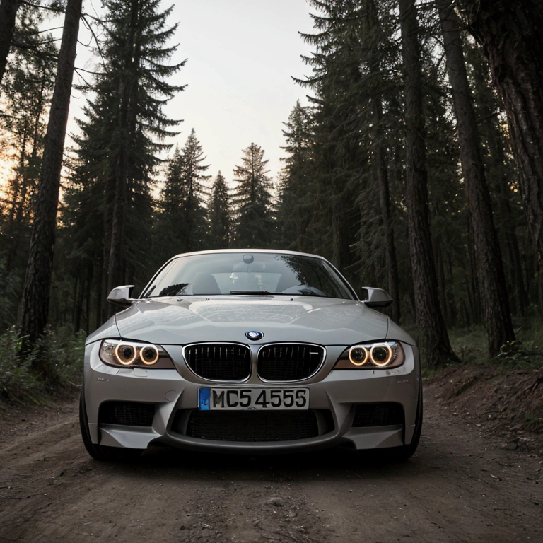 Grey BMW e92, Ride in the forest, At dawn