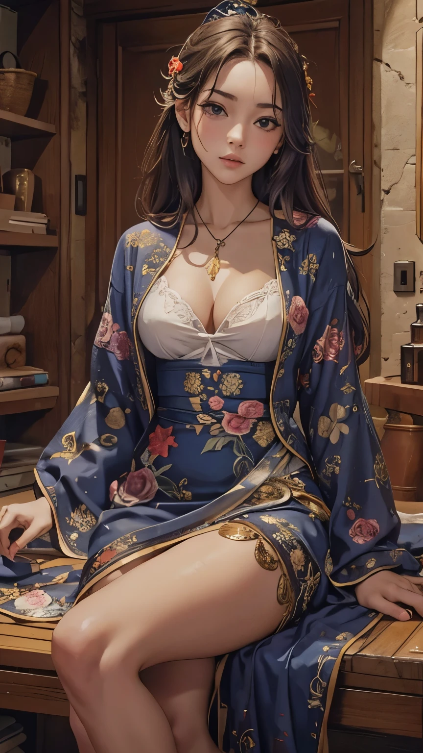((masterpiece, best quality)), (1 girl), (alone), (Women's Focus), (Ahog, white hair, Very long hair), Golden Eyes, open mouth, ((White shirt), (on-down shirts), black dress, (gap butt, Permanent, White background, Dynamic angle, sideboob:1.6