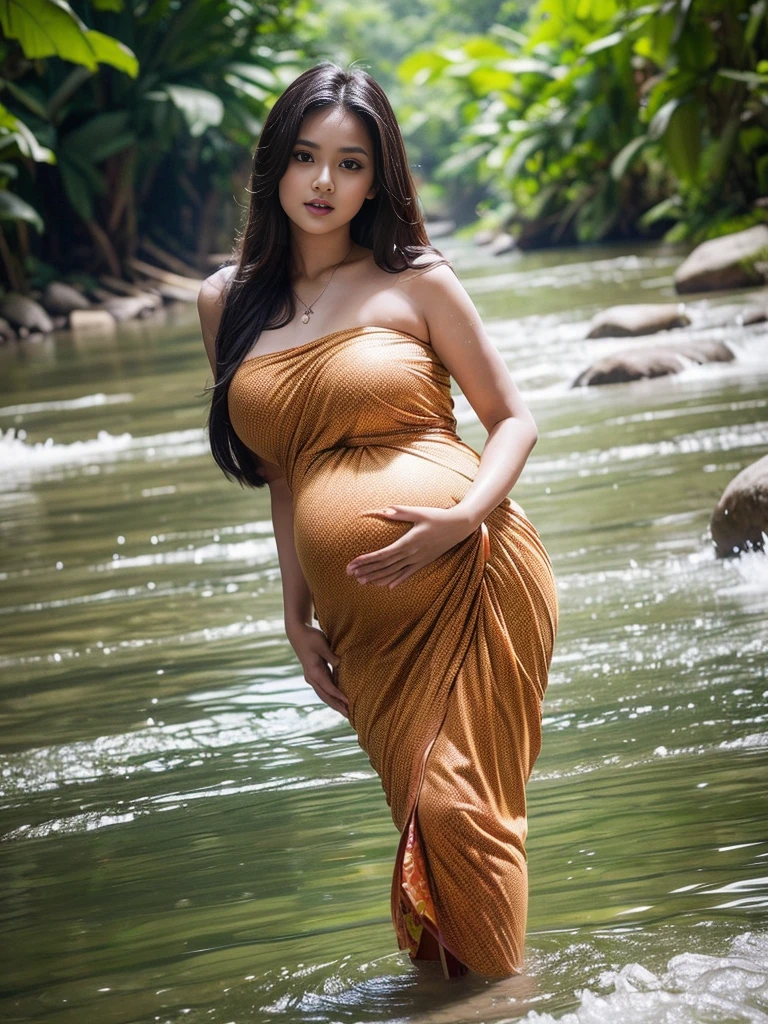 (best quality,highres:1.2),ultra-detailed,(realistic:1.37),portrait,Indian girl,************,pregnant,beautiful big eyes,thin eyebrows,full lips,curly dark hair,smooth complexion,wet skin,glistening with water droplets,innocent expression,captivating smile,delicate features,graceful pose,lush green garden background,vibrant colors,soft natural lighting,Hint of sensuality,subtle sexiness,dainty floral dress,fascinating contrast between youth and motherhood,gentle breeze,whispering leaves,watercolor-like rendering,ethereal atmosphere,hint of mystery, nude, pubic hair