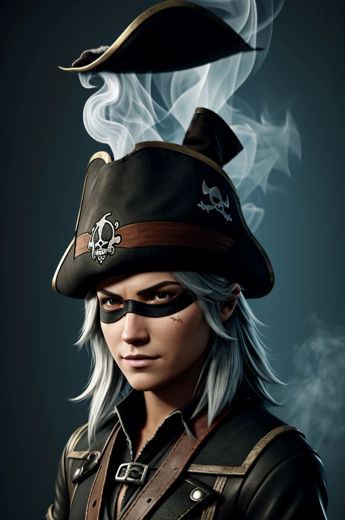 Wolf'eyepatch'cigratte'some smoke'pirate hat cool one'background nothing'4k'hyper'releastic###v4