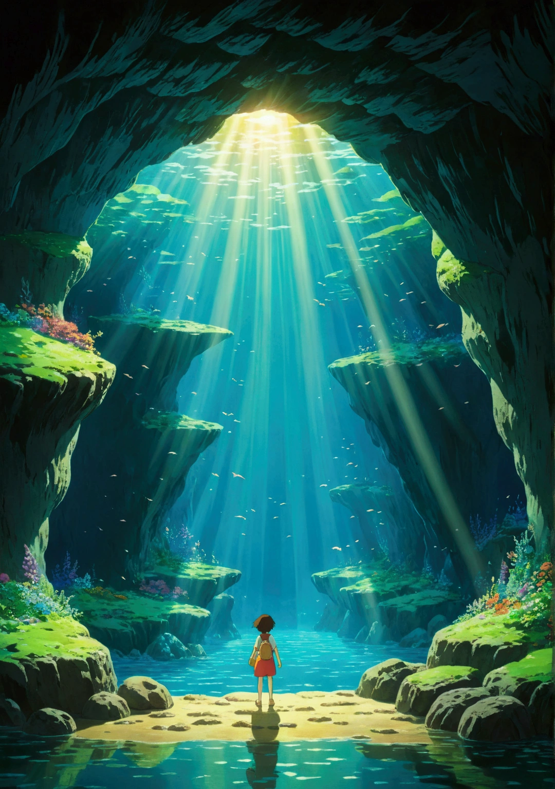 Ghibli summer Ocean cave Light