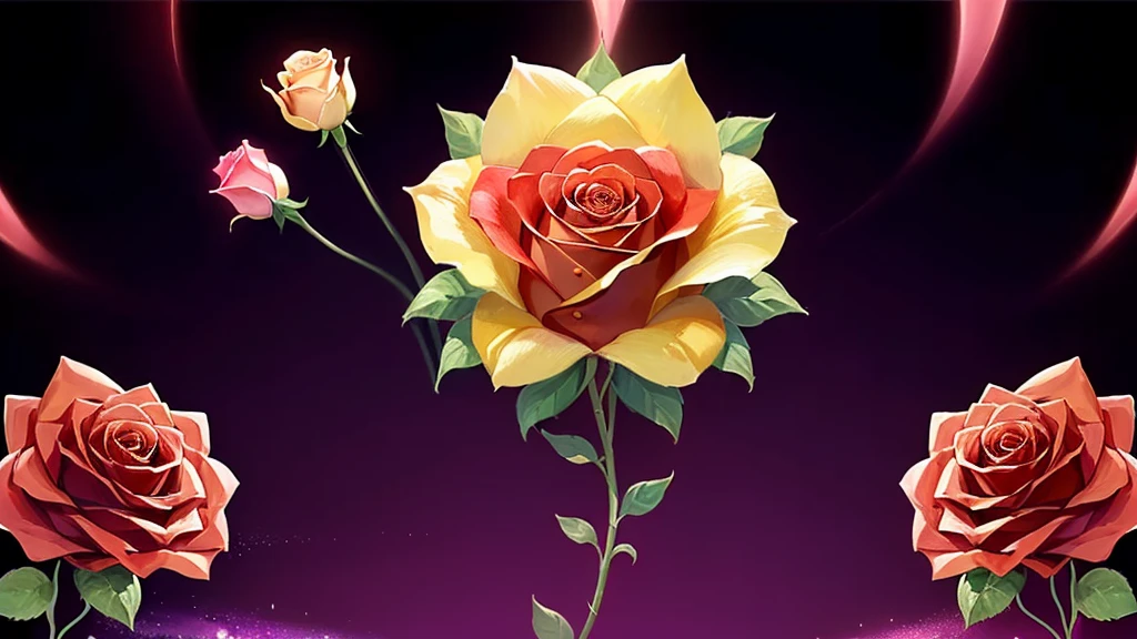there is a pink Rose with a starburst in the background, melanchonic Rose soft light, Magic Flower, Rose background, Background artwork, Shiny delicate flowers, Beautiful anime, pink Rose, 🌺 society, Magic Background, Glowing Flower, Rose,