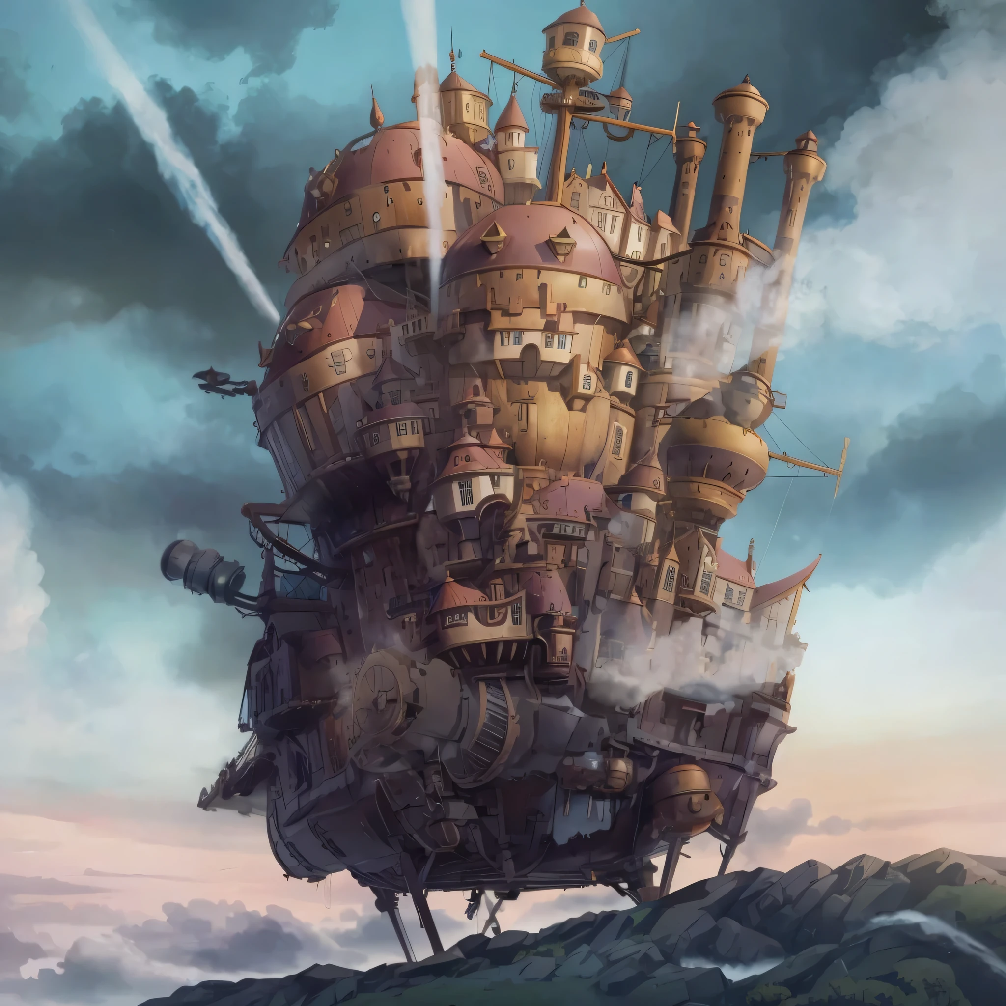 Huge Moving Castle,Rich in details,He was devastated,steampunk,