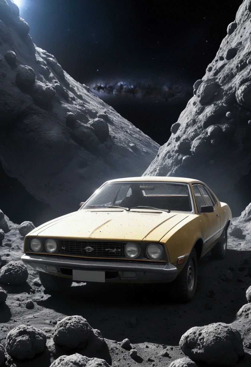 Fururistic carwash on an asteroid in space