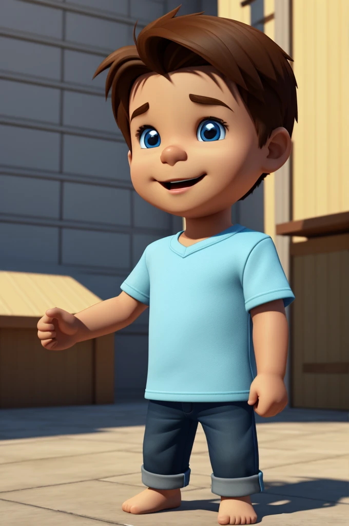 A young boy cartoon 3d animation 