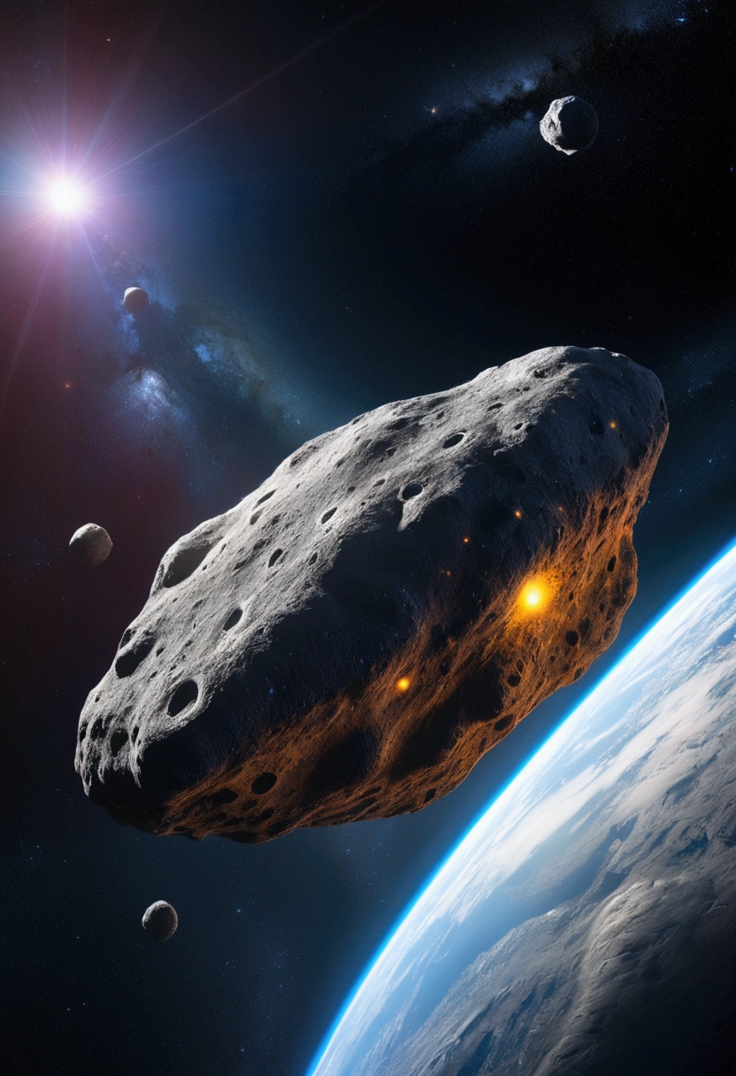 Fururistic asteroid carwash in space