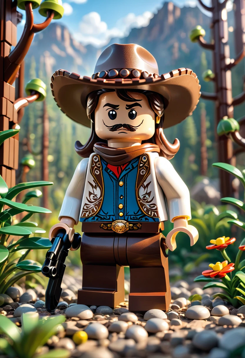 best quality, very good, 16K, ridiculous, Very detailed, Western Cowboy,Made of Lego, ((wilderness))((A masterpiece full of fantasy elements))), ((best quality)), ((Intricate details))(8K)