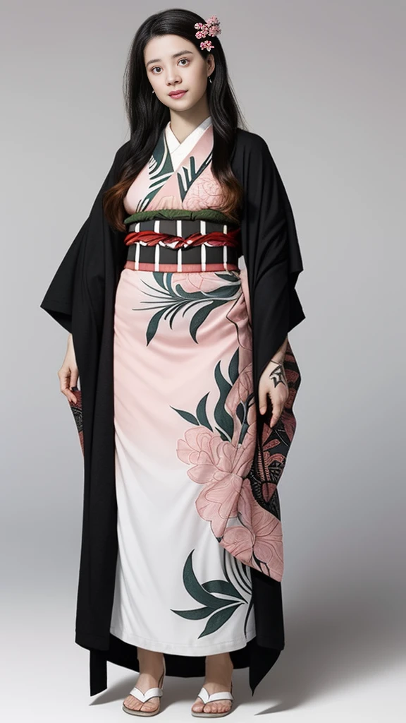 Female, moisturized skin, (pink and bright eyes), (full body: 1.4),
BREAK,
(kicking: 1.3),
BREAK,
(black grass tattoo on body: 1.3),
BREAK,
(cute kimono: 1.2), (black haori: 1.2),
BREAK,
(super long hair), (light gradient hair: 1.3), (red tips: 1.3),
BREAK,
(realistic: 1.3), (super high resolution), (highly detailed: 1.4), (full body: 1.4), (symmetrical: 1.2), (one shot),
BREAK,
(Japanese city: 1.2),
BREAK,
(Demon Slayer: 1.4), (Hirose Suzu: 1.3), (Kamado Nezuko),