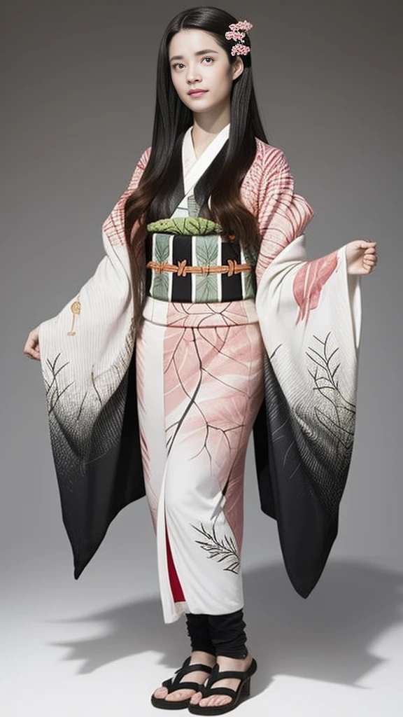 Female, moisturized skin, (pink and bright eyes), (full body: 1.4),
BREAK,
(kicking: 1.3),
BREAK,
(black grass tattoo on body: 1.3),
BREAK,
(cute kimono: 1.2), (black haori: 1.2),
BREAK,
(super long hair), (light gradient hair: 1.3), (red tips: 1.3),
BREAK,
(realistic: 1.3), (super high resolution), (highly detailed: 1.4), (full body: 1.4), (symmetrical: 1.2), (one shot),
BREAK,
(Japanese city: 1.2),
BREAK,
(Demon Slayer: 1.4), (Hirose Suzu: 1.3), (Kamado Nezuko),