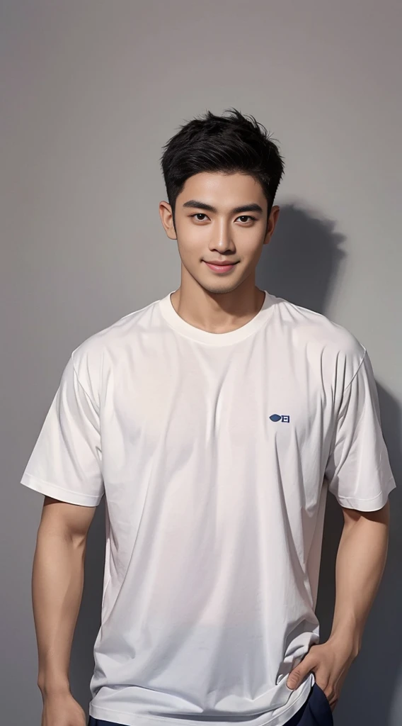 1ชายชาวเอเชียI have hair on my chest.. Aarav, who had black hair and body hair, stood and smiled., (Wear a navy T-shirt.), ปากrealistic สวยงาม, hairy person, Inspiration from Yan Juncheng, photorealistic!!!!!!! art style, smooth. digital photography, realistic. Cheng Yi, I have hair on my chest..,Inspiration from Russell, Dong Jun Lu has chest hair.., #2 Digital Photos Forever, art styleสมจริง, # 1 Digital Photo Forever, Inspiration from Zhang Han, Special eye details,Special eyebrow details. ภาพถ่ายrealistic