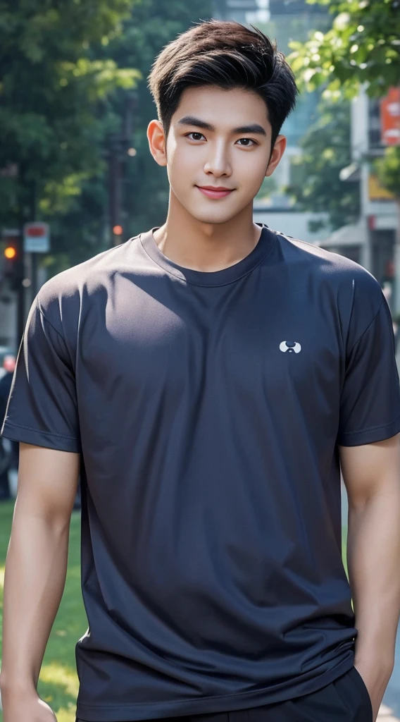1ชายชาวเอเชียI have hair on my chest.. Aarav, who had black hair and body hair, stood and smiled., (Wear a navy T-shirt.), ปากrealistic สวยงาม, hairy person, Inspiration from Yan Juncheng, photorealistic!!!!!!! art style, smooth. digital photography, realistic. Cheng Yi, I have hair on my chest..,Inspiration from Russell, Dong Jun Lu has chest hair.., #2 Digital Photos Forever, art styleสมจริง, # 1 Digital Photo Forever, Inspiration from Zhang Han, Special eye details,Special eyebrow details. ภาพถ่ายrealistic