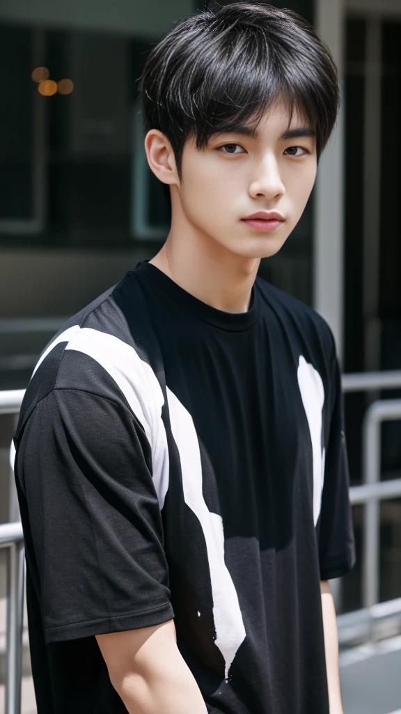 Asian alpha male wearing a black shirt looking at the camera, Shin Jinying, Kim Do-young, Paint Ulzzang, Shen Quanrui, korean men, Shin Jin Young's Aesthetics, faceเกาหลีที่น่ารัก, handsome young man'face, Jaeyong Nam, beautiful eyes、Kim Taejoon, Hyungtae, Inspiration from Jong Suk Lee, Avatar, Korean artist, Jung Jae Hyo ,smile