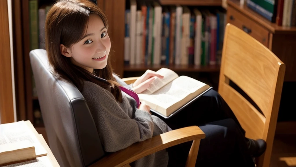 A young woman sitting in a chair studying the Bible、Study、high resolution
