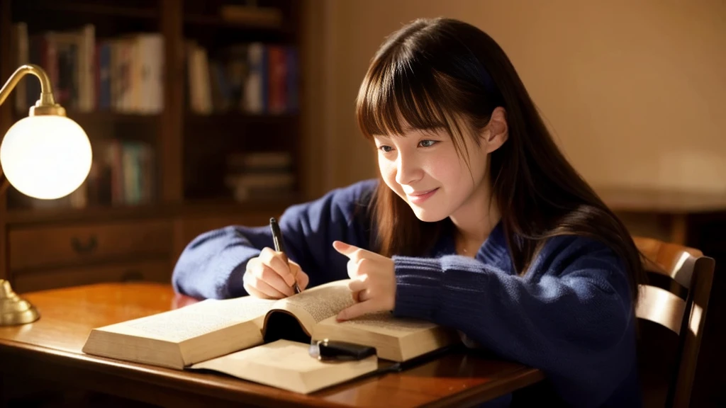 A young woman sitting in a chair studying the Bible、Study、high resolution