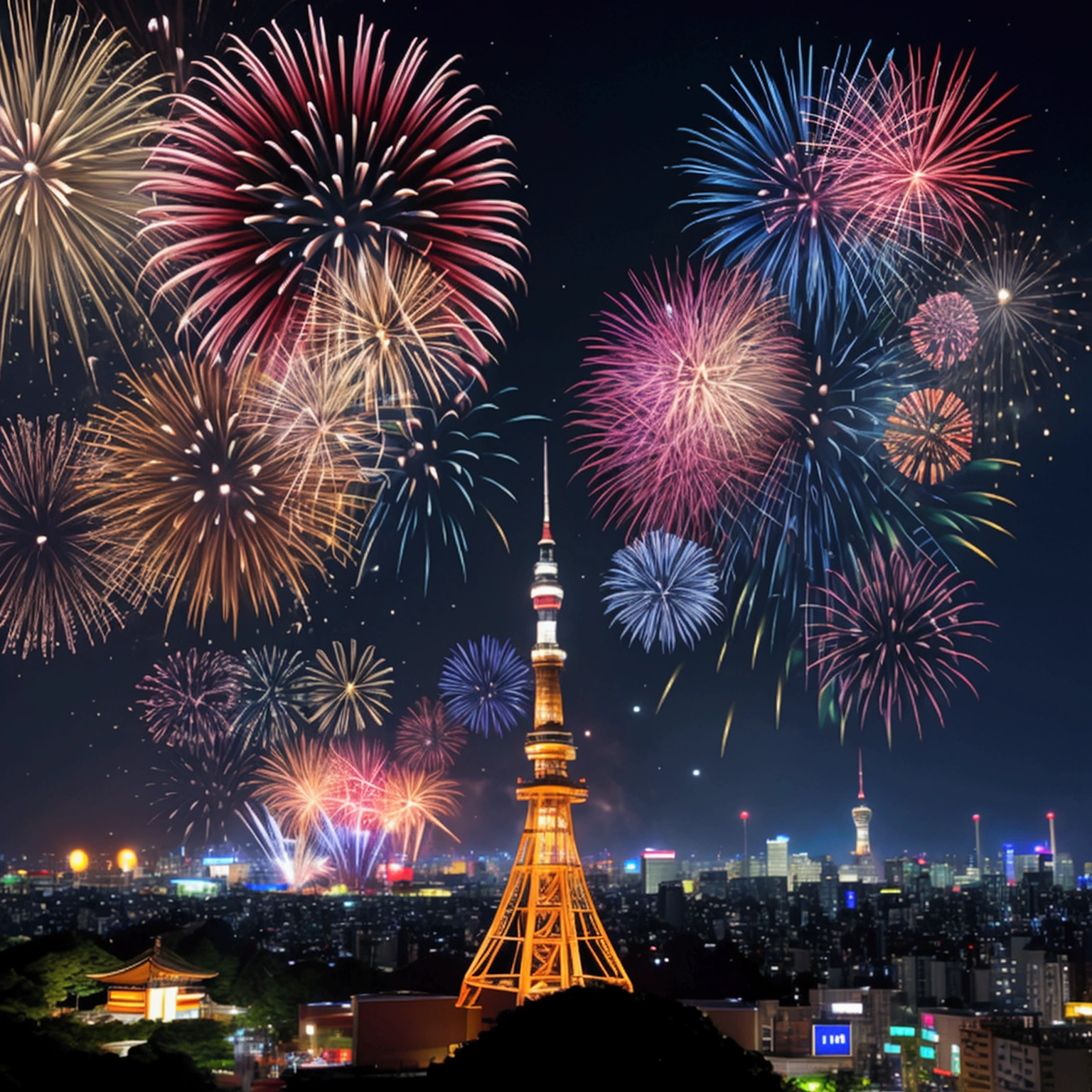 firework、Japan、high resolution、Highest quality、