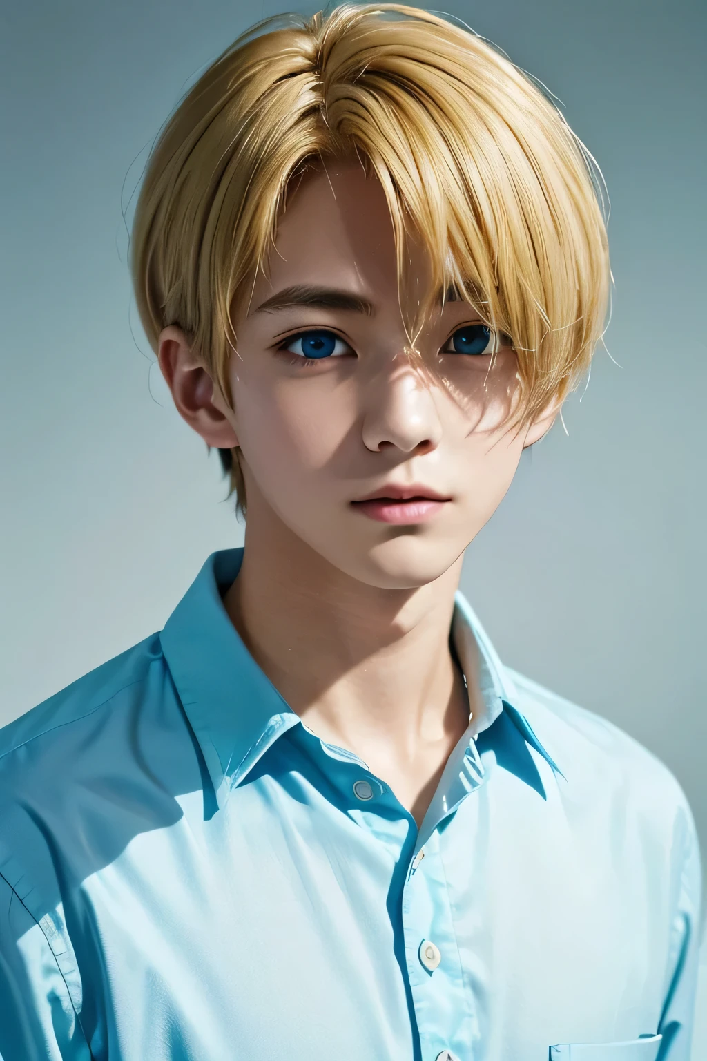 Blonde Hair、masterpiece, 最high quality, high quality, One boy, alone, Male Focus, View your viewers, Hoshino_Aquamarine,whole body,shirt