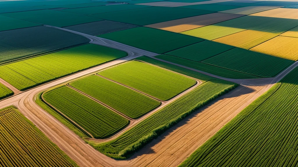 Generate a high-resolution conceptual image showcasing RTK technology. The scene should depict a drone in the air delivering cargo while an agricultural machine works on the farmland below. The overall style should be simple yet sophisticated, emphasizing the precision and innovation of positioning technology.
Additional Parameters:
Style: Futuristic, clean, and refined
Elements: Digital grids, glowing lines, high-tech icons
Lighting: Bright and natural
Color: Natural and vibrant