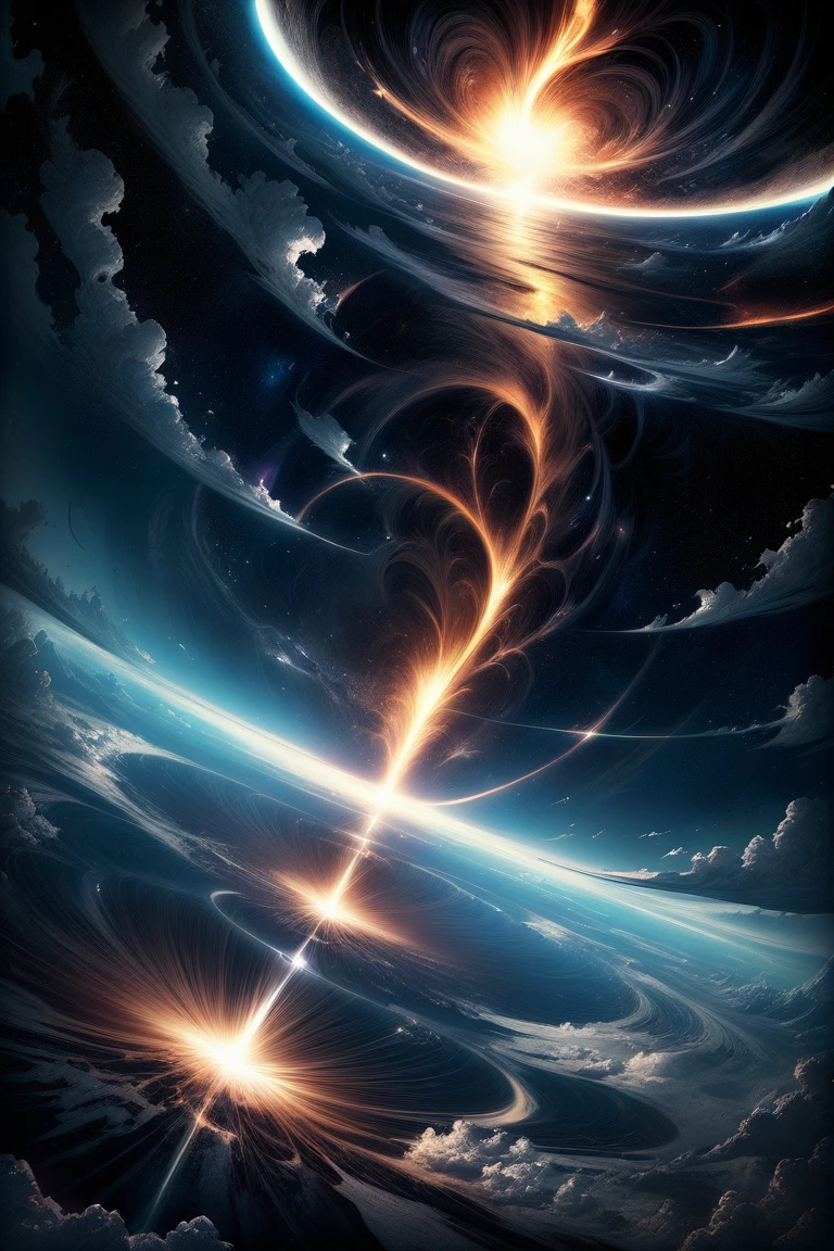 Toned Up, A World Within a World, Fantasy art, Photographed from space, Super detailed, Heaven and Hell,