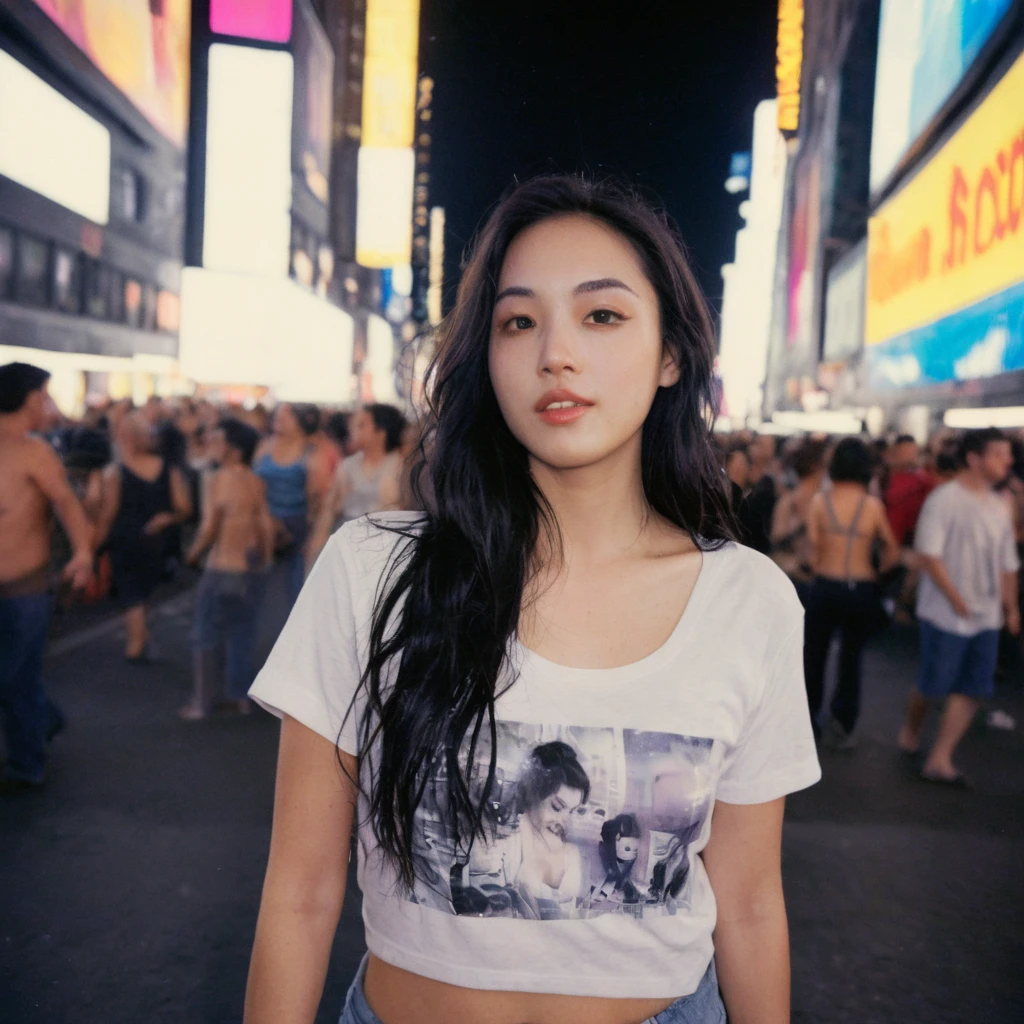 xxmixgirl,1 female detailed face time square detailed background  surreal cyberpunk shadow (lofi, analogue) dramatic lighting by Bill Sienkiewicz ( SimplepositiveXLv1:0.7), wet tshirt look sexy, splash detailed, kodak film by Brandon Woelfel Ryan McGinley, normal breasts, normal hips, Long Hair, High resolution, masterpiece, election of nipples, see-through nipples,High resolution, Anatomically correct, Ultra high definition, 