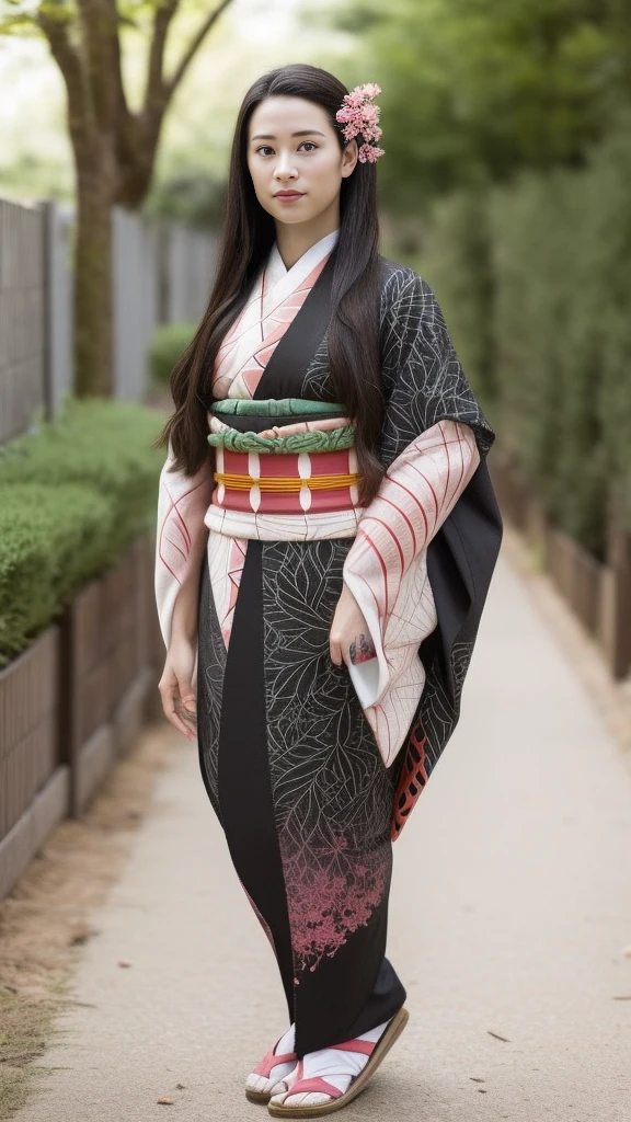 Female, moisturized skin, (pink and bright eyes), (full body: 1.4),
BREAK,
(kicking: 1.3),
BREAK,
(black grass tattoo on body: 1.3),
BREAK,
(cute kimono: 1.2), (black haori: 1.2),
BREAK,
(super long hair), (light gradient hair: 1.3), (red tips: 1.3),
BREAK,
(realistic: 1.3), (super high resolution), (highly detailed: 1.4), (full body: 1.4), (symmetrical: 1.2), (one shot),
BREAK,
(Japanese city: 1.2),
BREAK,
(Demon Slayer: 1.4), (Hirose Suzu: 1.3), (Kamado Nezuko),