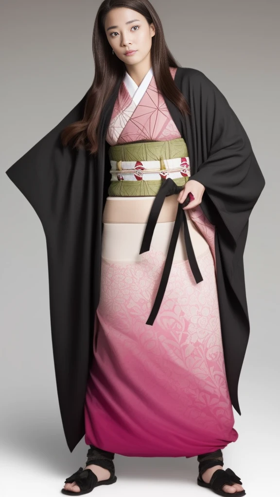 Female, moisturized skin, (pink and bright eyes), (full body: 1.4),
BREAK,
(kicking: 1.3),
BREAK,
(black grass tattoo on body: 1.3),
BREAK,
(cute kimono: 1.2), (black haori: 1.2),
BREAK,
(super long hair), (light gradient hair: 1.3), (red tips: 1.3),
BREAK,
(realistic: 1.3), (super high resolution), (highly detailed: 1.4), (full body: 1.4), (symmetrical: 1.2), (one shot),
BREAK,
(Japanese city: 1.2),
BREAK,
(Demon Slayer: 1.4), (Hirose Suzu: 1.3), (Kamado Nezuko),