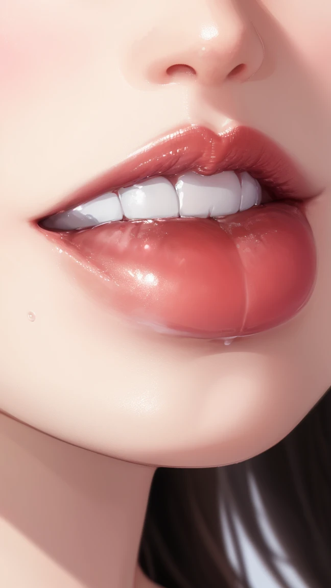 Close-up of the mouth,beautiful girl,Foam
