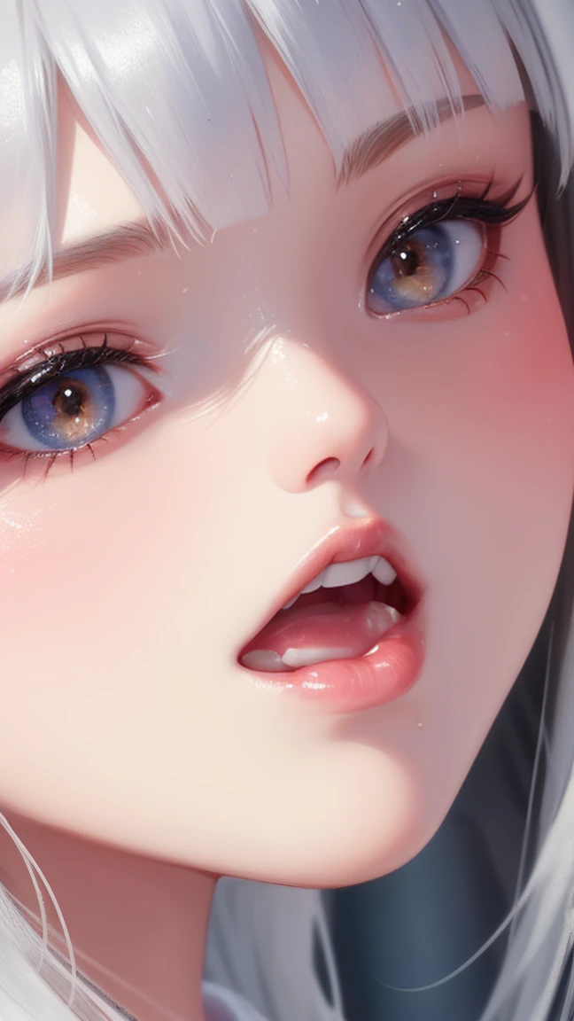 Close-up of the mouth，beautiful girl，Foam