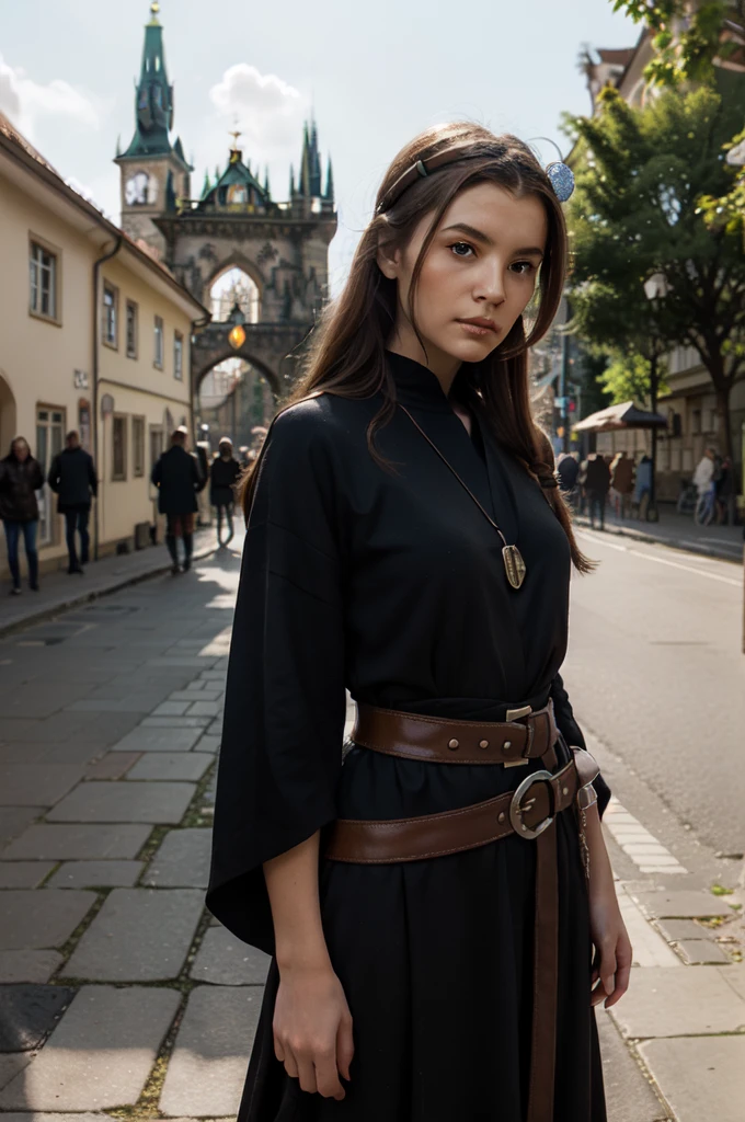 Create a digital illustration of a personification of the Czech Republic as a Jedi. This character should embody the cultural and historical essence of the Czech Republic while being depicted in a classic Jedi attire. The scene should blend traditional Czech elements with the iconic aesthetics of the Star Wars universe.
Character Description:
Appearance: The Jedi should have a noble and wise demeanor, with features that reflect the rich heritage of the Czech people. Consider including elements like high cheekbones, a strong jawline, and expressive eyes.
Attire: Traditional Jedi robes with a unique twist. Integrate Czech cultural patterns and designs into the fabric, perhaps inspired by traditional Czech folk costumes. The robes could be in colors reflecting the Czech flag: red, white, and blue.
Accessories: A lightsaber with a hilt that incorporates Bohemian crystal details, reflecting the renowned Czech glass craftsmanship. The blade of the lightsaber could have a hue that complements the Czech flag colors.
Hair and Headgear: Consider a hairstyle that reflects Czech traditions, such as a braided crown or similar style. A subtle headgear or headband incorporating Czech motifs could also be included.
Background and Environment:
Set the scene in a location that merges the aesthetics of Star Wars with iconic Czech landmarks. For example, the character could be standing on a cliff with a view of Prague Castle in the background, but with a futuristic twist.
Include elements like the Charles Bridge or the Gothic architecture of St. Vitus Cathedral, seamlessly blended with the sci-fi elements of the Star Wars universe.
Mood and Tone:
The overall mood should convey a sense of bravery, wisdom, and peace. The Jedi should be depicted in a calm and serene pose, perhaps meditating or readying for a noble quest.
Additional Elements:
Add subtle touches that reference Czech history and mythology, such as the presence of mythical creatures from Czech folklore, like a small, fri