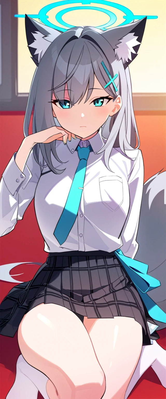 One Girl, Year of the Fox, Shiroko, Blue Archive, tie, love me, naive, Anime Style

