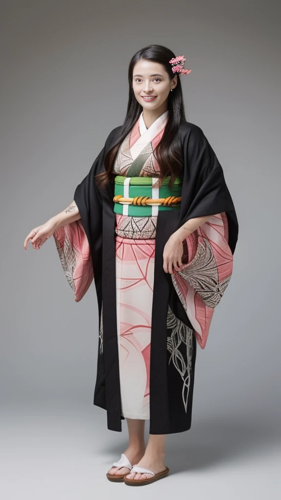 Female, moisturized skin, (pink and bright eyes), (full body: 1.4),
BREAK,
(kicking: 1.3),
BREAK,
(black grass tattoo on body: 1.3),
BREAK,
(cute kimono: 1.2), (black haori: 1.2),
BREAK,
(super long hair), (light gradient hair: 1.3), (red tips: 1.3),
BREAK,
(realistic: 1.3), (super high resolution), (highly detailed: 1.4), (full body: 1.4), (symmetrical: 1.2), (one shot),
BREAK,
(Japanese city: 1.2),
BREAK,
(Demon Slayer: 1.4), (Hirose Suzu: 1.3), (Kamado Nezuko),