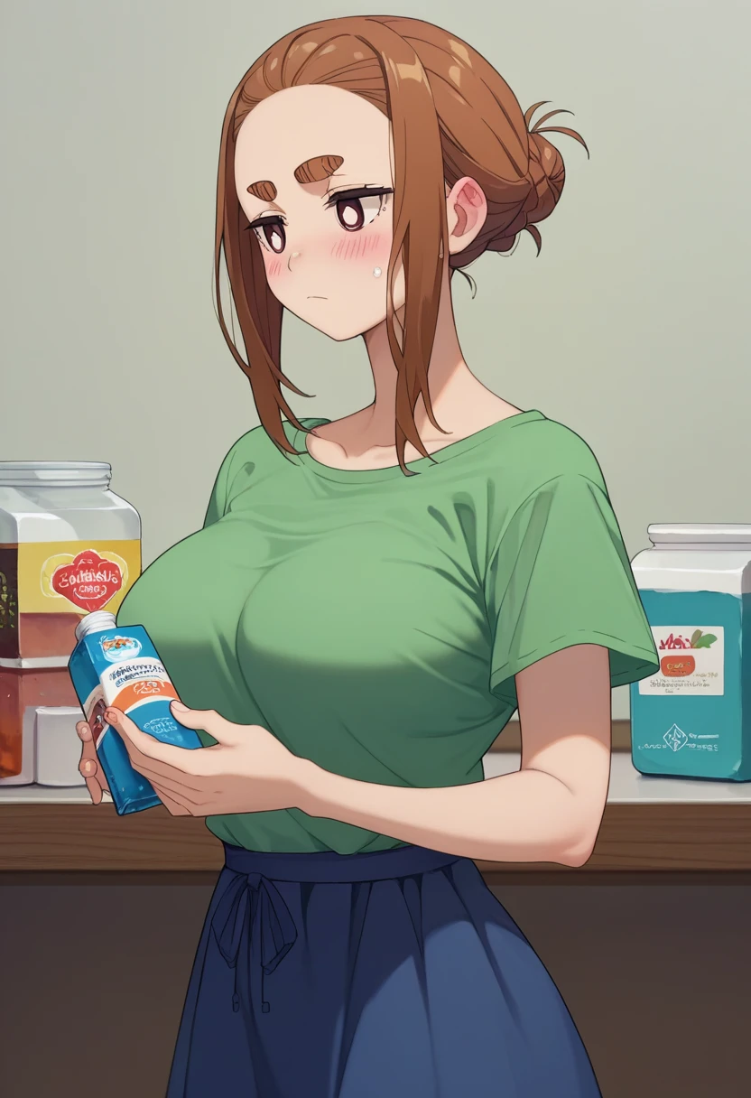 score_9,score_8_superior,score_7_superior,score_6_superior,sauce_anime,Sumireko Ogawa,、Maxi dress、One girl, alone, , Hair Bun, superiorper body, blush, single Hair Bun,  View your viewers, Large Breasts,, Thick eyebrows, Bedroom、Are standing