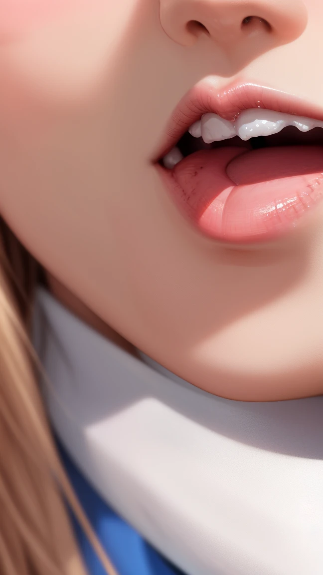 Close-up of the mouth，beautiful girl，Foam